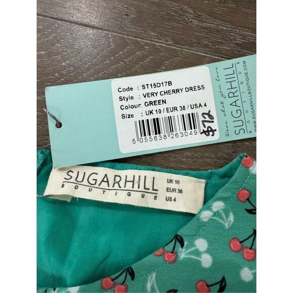 NWT Sugarhill Vintage retro 50s pinup cherry print midi small - Picture 5 of 7